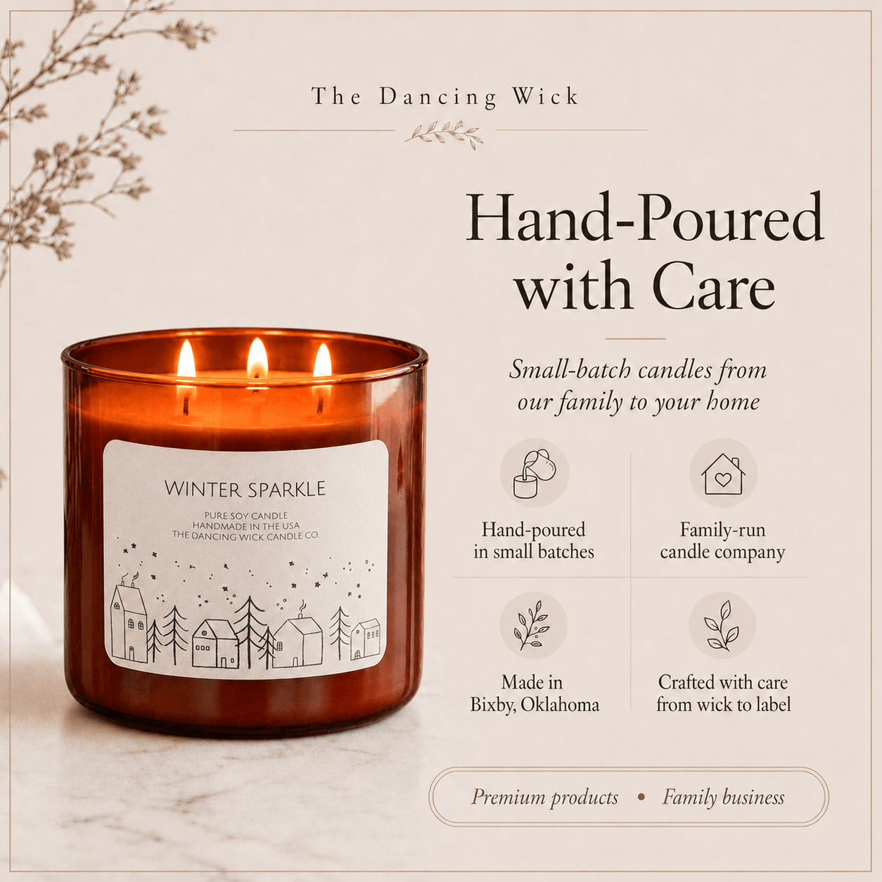 Winter Sparkle - 3 Wick Christmas Tumbler Candle - The Dancing Wick