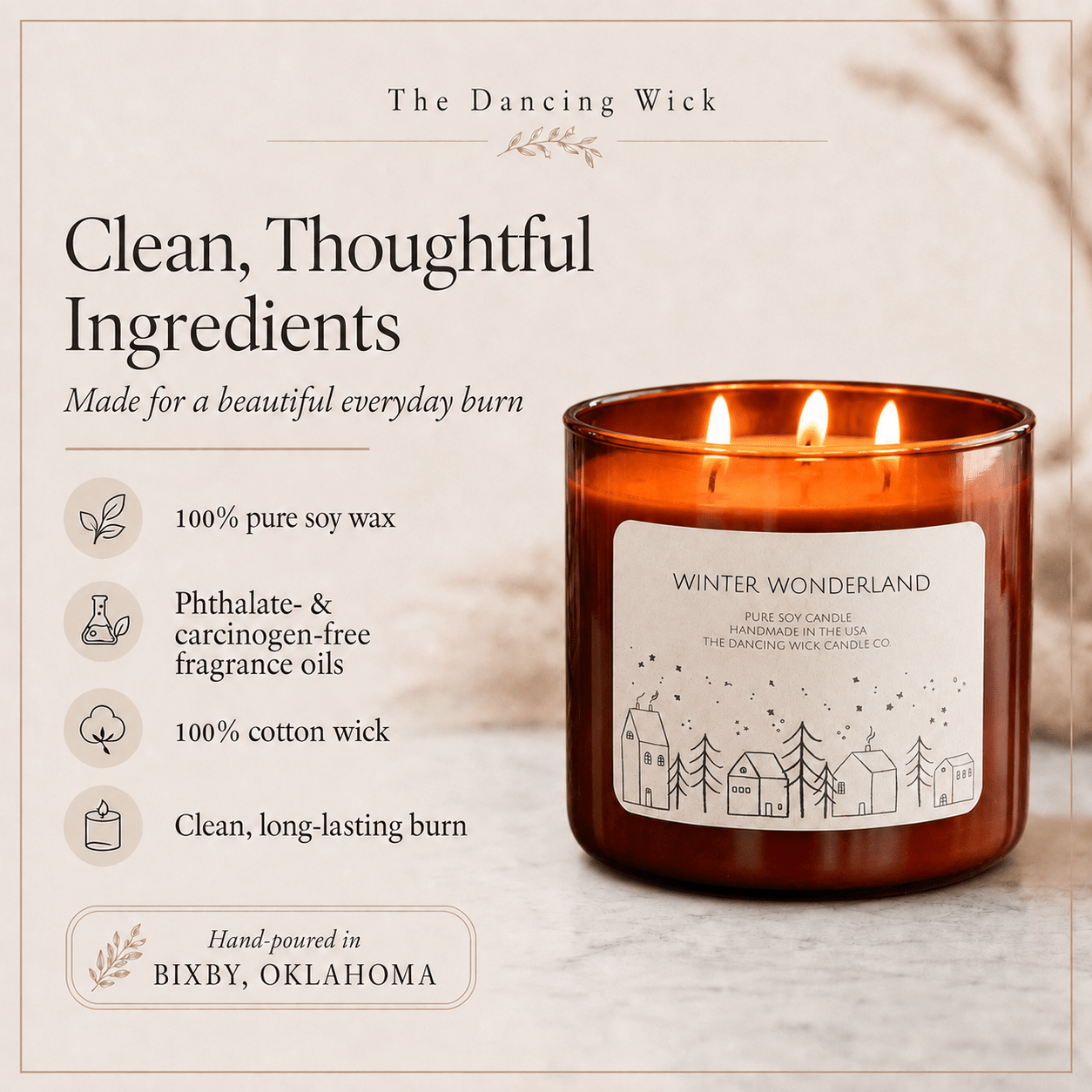 Winter Wonderland - 3 Wick Christmas Tumbler Candle - The Dancing Wick