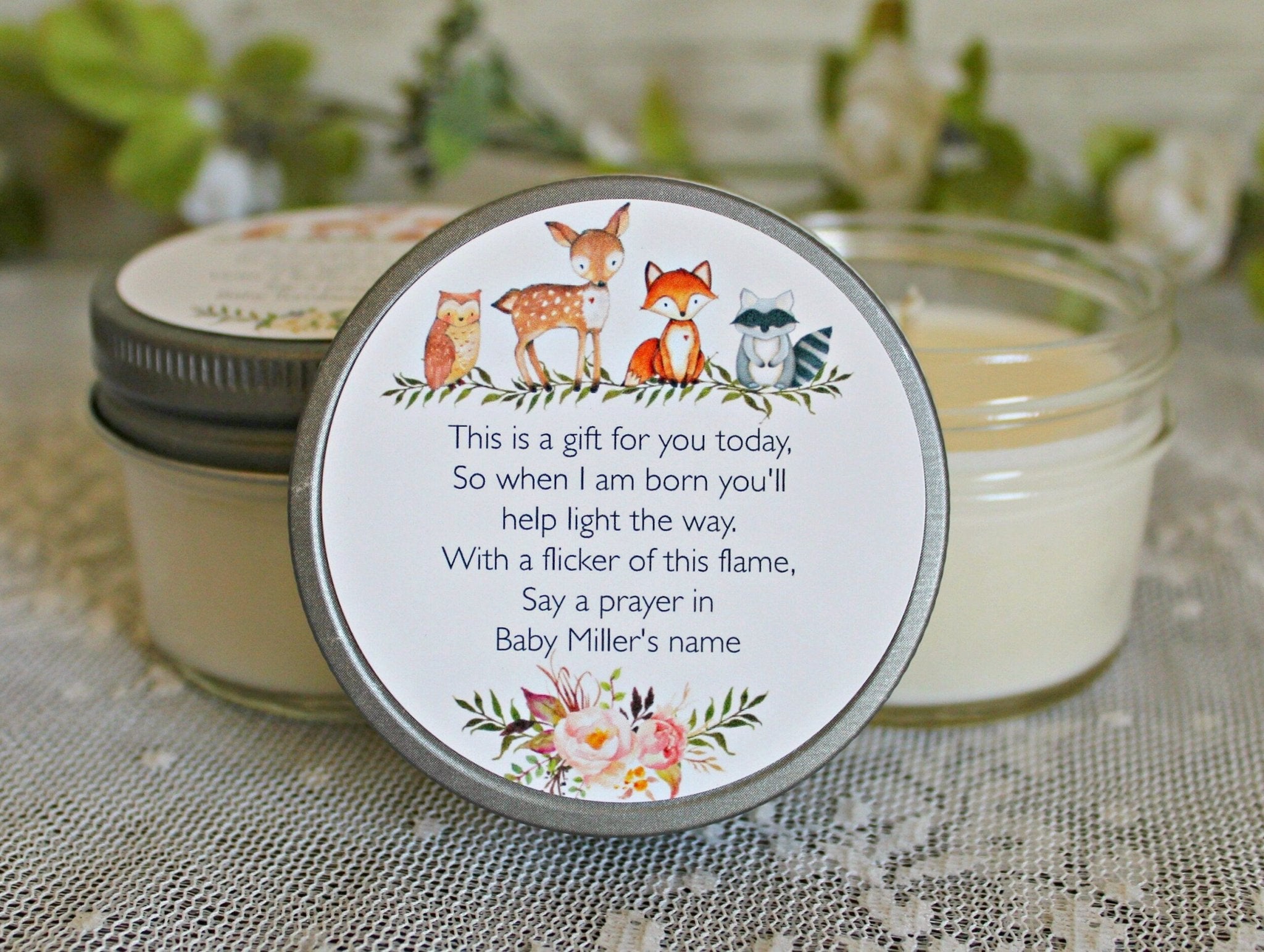 Woodland Baby Shower Favors - The Dancing Wick