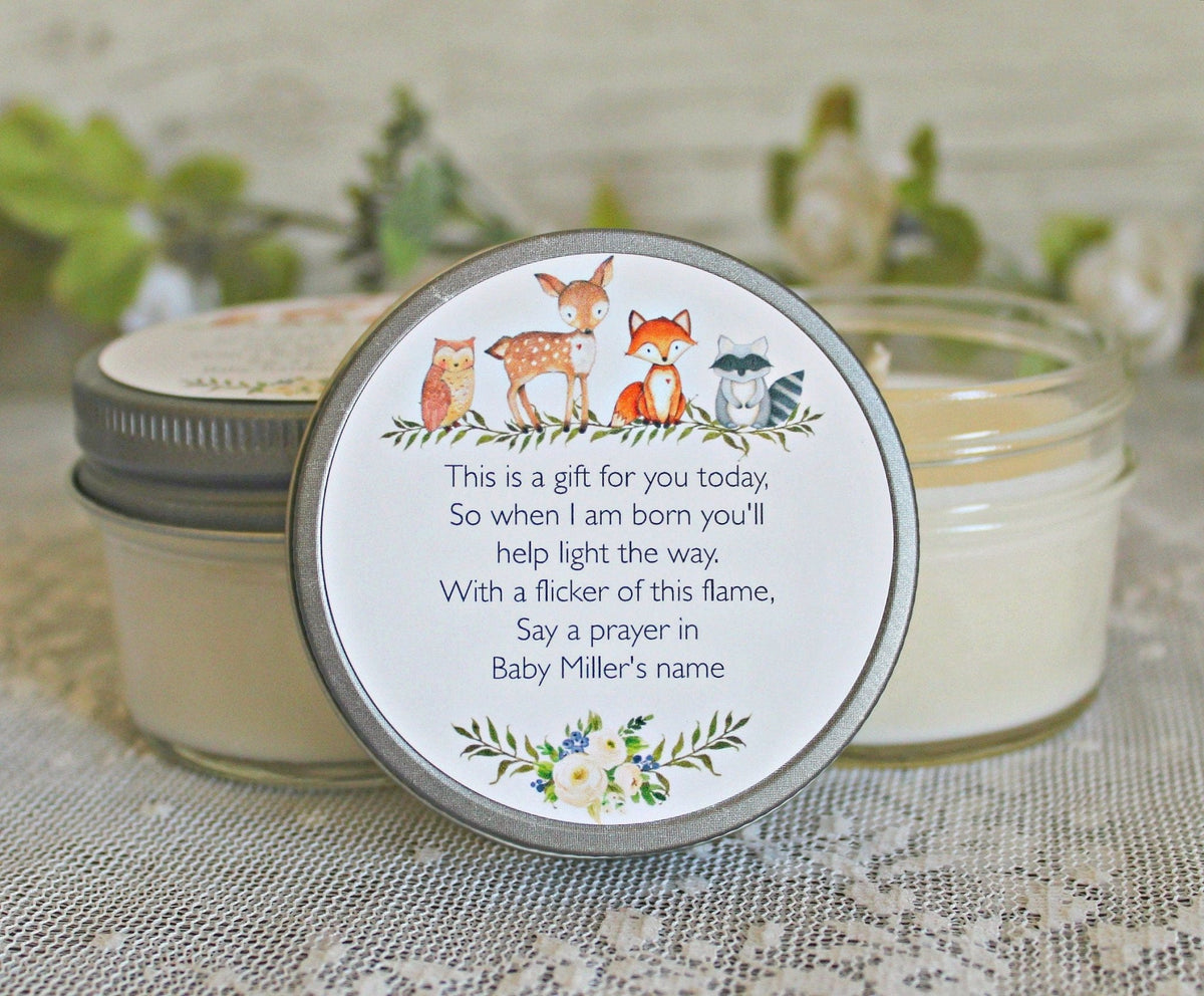 Woodland Baby Shower Favors - The Dancing Wick