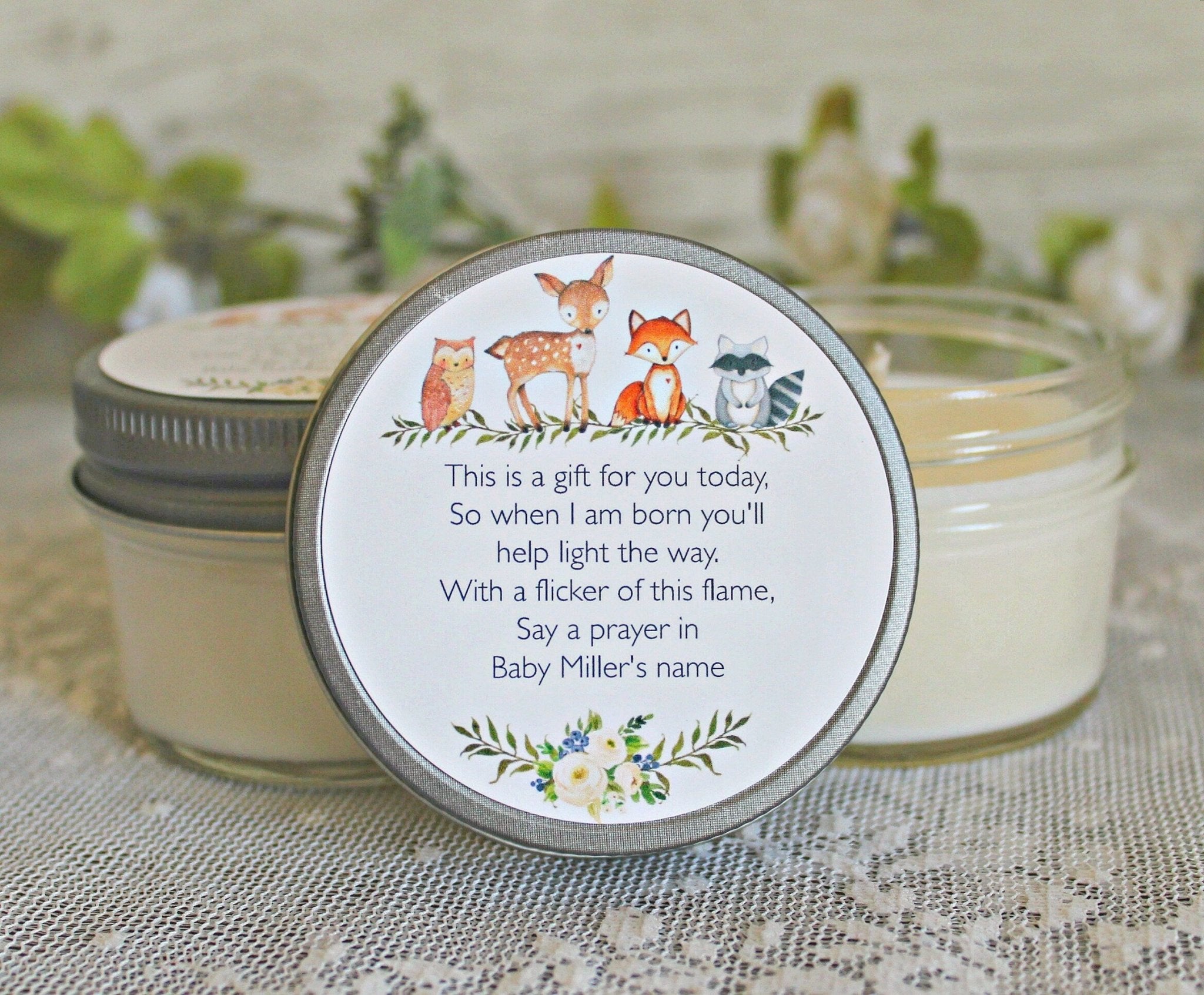 Woodland Baby Shower Favors - The Dancing Wick