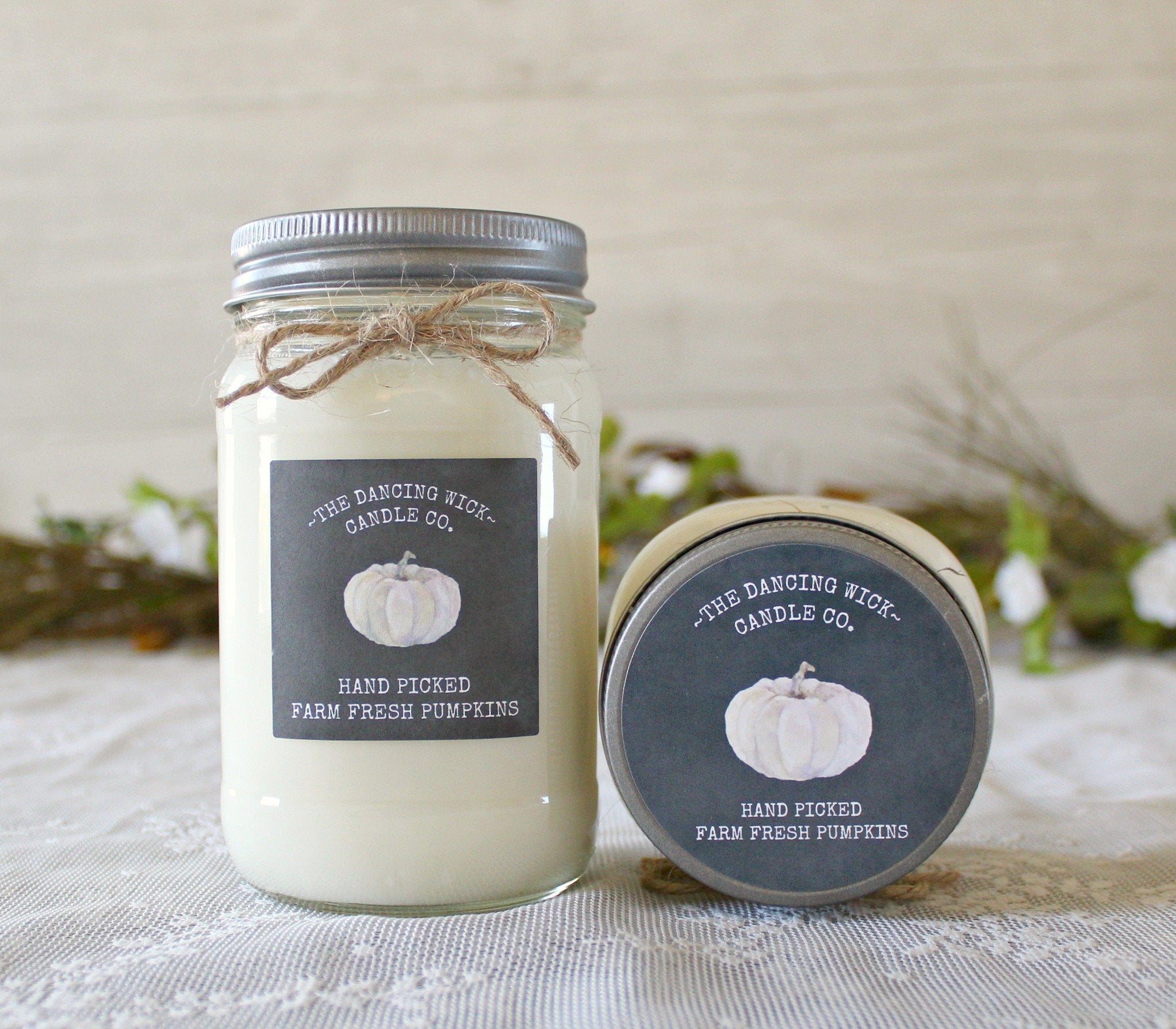 Fall White Pumpkin Candle - The Dancing Wick