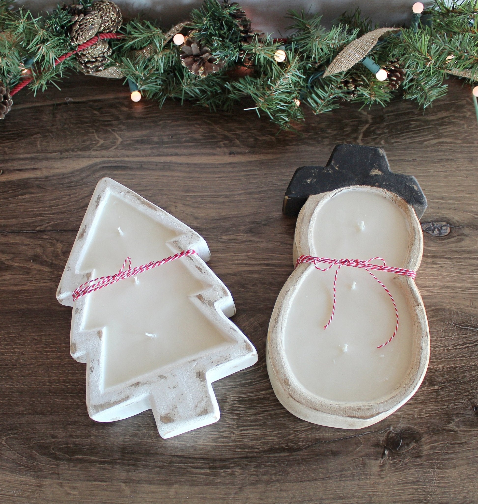 White Christmas Wood Bowl Candle - The Dancing Wick